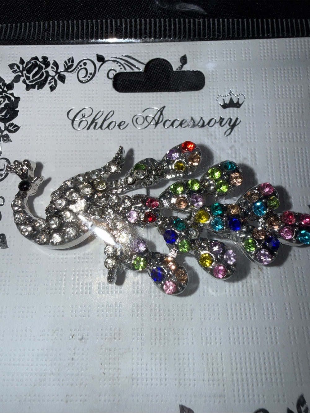 Multicolor Crystal Peacock Brooch